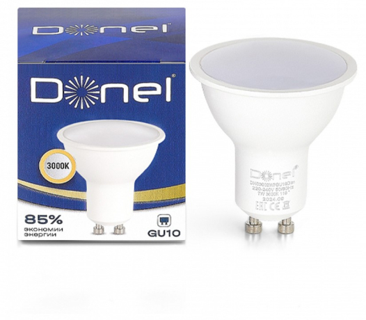 Лампа светодиодная Donel DN03 GU10 7Вт 3000K DN03002W7GU10Dim 