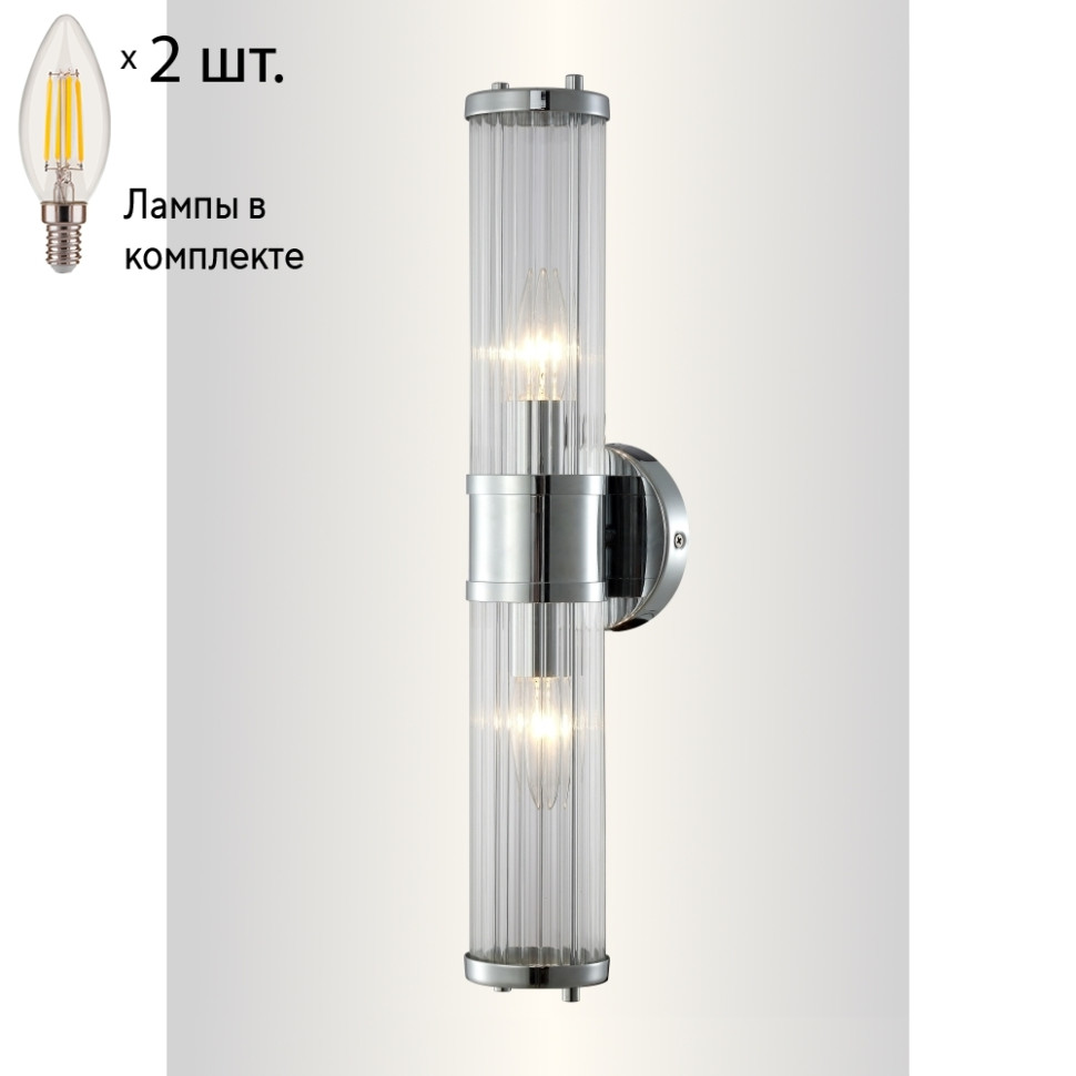 Бра с лампочками CRYSTAL LUX SANCHO AP2 CHROME+Lamps