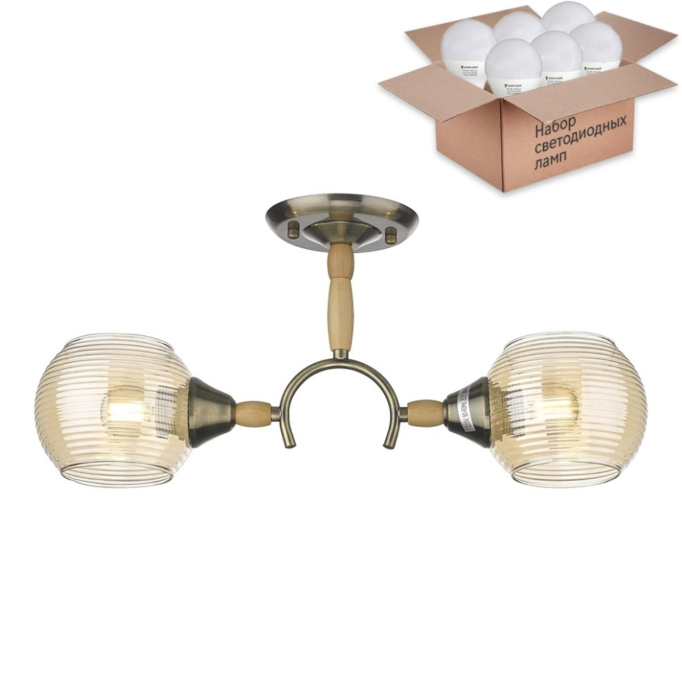 Потолочный светильник с лампочками Velante 214-507-02+Lamps E27 P45, цвет стекло 214-507-02+Lamps E27 P45 - фото 4