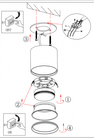 Накладной светильник Эра OL8 GX53 BK/SL (Б0048540) 