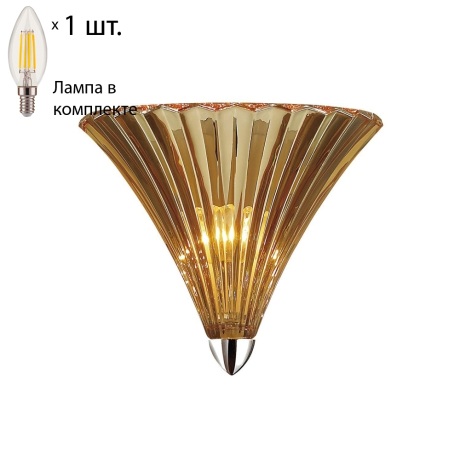 Настенный светильник с лампочкой Favourite Iris 1697-1W+Lamps E14 Свеча 