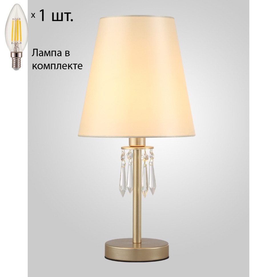 Настольная лампа с лампочкой CRYSTAL LUX RENATA LG1 GOLD+Lamps