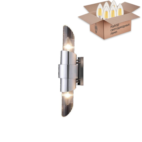 Бра Crystal Lux с лампочками Justo AP2 Chrome+Lamps E14 Свеча 