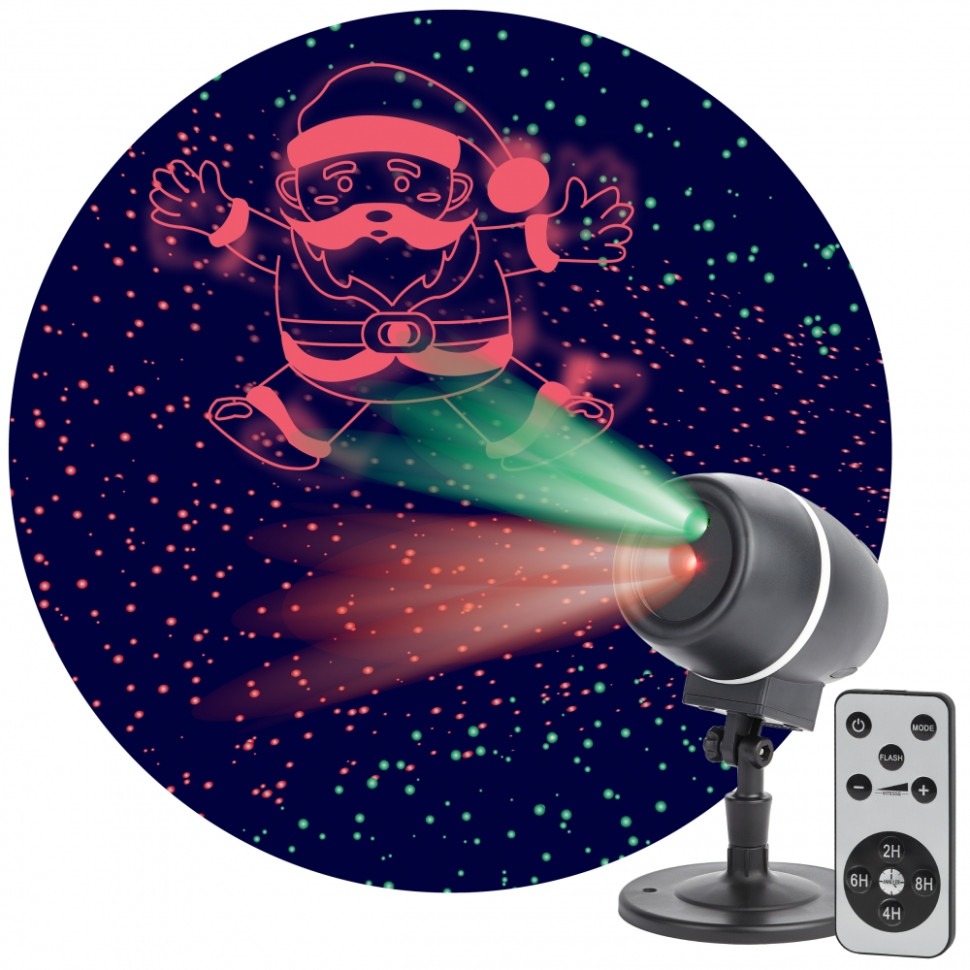 Лазерный светильник-проектор ЭРА танцующий Санта ENIOP-06 Б0047977 лазерный проектор с эффектом омузыки 12 вставок