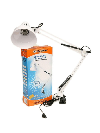 Настольный светильник на струбцине Camelion белый KD-312 C01 (5764) 