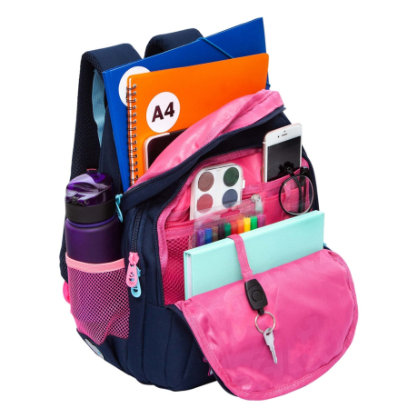 Нарушена упаковка!  <796747> Рюкзак GRIZZLY школьный, анатомическая спинка, 3 отделения, для девочек, "COOL 2DAY", 40х27х20 см, RG-561-1/3 (274183)