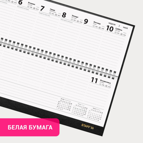 Нарушена упаковка!  <795358> Планинг датированный 2026 300х130 мм, STAFF, гребень, обложка бумвинил, 64 л., черный, 117360