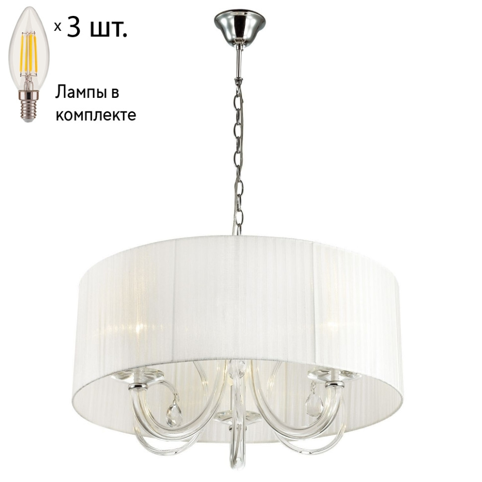 Подвесная люстра с лампочками Favourite Snow 1698-3P+Lamps E14 Свеча свеча классическая 7х10 см белая
