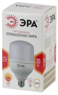 Лампа светодиодная ЭРА E27 20W 2700K матовая LED POWER T80-20W-2700-E27 Б0027000