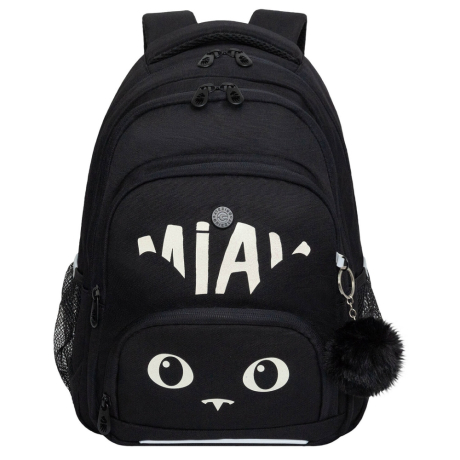 Нарушена упаковка!  <796749> Рюкзак GRIZZLY школьный, укрепленная спинка, 3 отделения, для девочек, "MIAW", фиолетовый, 39х30х20 см, RG-562-1/3 (274186)