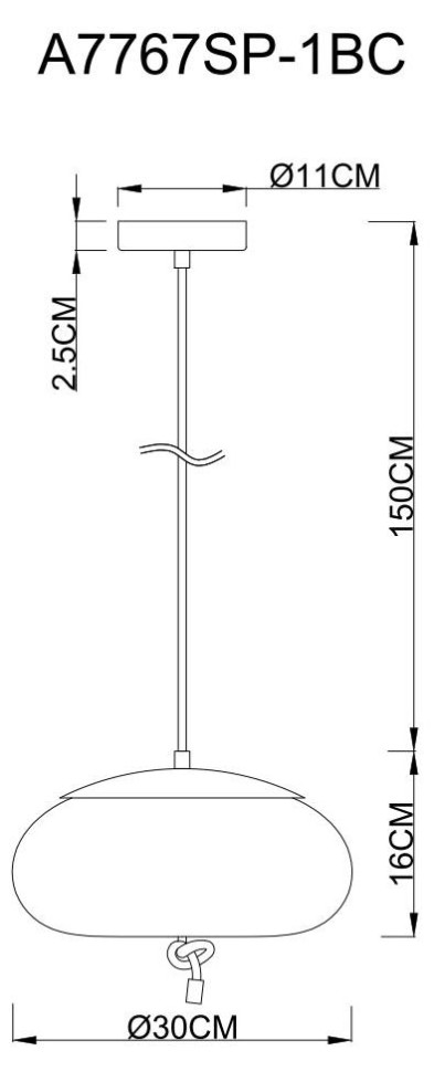 Подвесной светодиодный светильник Arte Lamp Cody A7767SP-1BC, цвет чёрный хром - фото 2