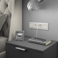 Выключатель двухклавишный с подсветкой (перламутровый рифленый) Werkel W1120113