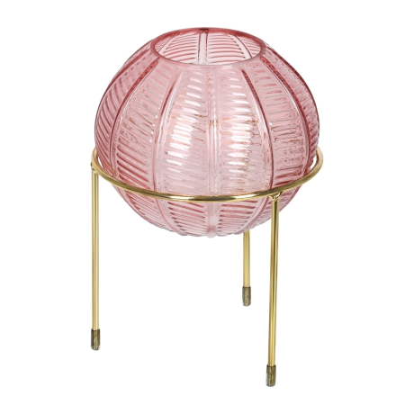 Нарушена упаковка!  <387852> Ваза стеклянная круглая "Irida", на глянцевой подставке, 15*22 см, розовая Qwerty 73877