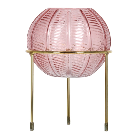 Нарушена упаковка!  <387852> Ваза стеклянная круглая "Irida", на глянцевой подставке, 15*22 см, розовая Qwerty 73877