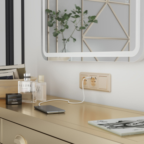 Выключатель одноклавишный проходной (шампань рифленый) Werkel 90698