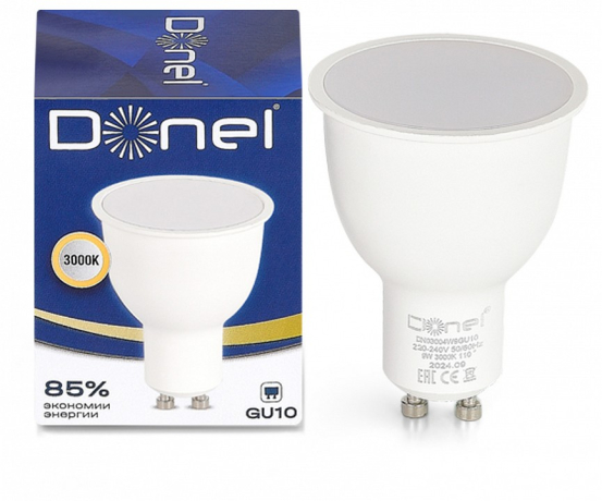 Лампа светодиодная Donel DN03 GU10 9Вт 3000K DN03004W9GU10 