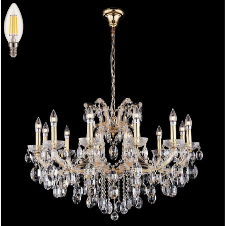 Подвесная люстра с лампочками CRYSTAL LUX Hollywood SP12 Gold+Lamps 