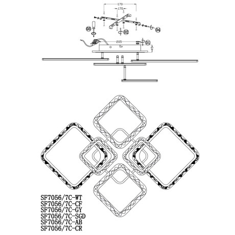 Светодиодная диммируемая люстра с пультом ДУ Seven Fires Vestejn SF7056/7C-AB-RGB 