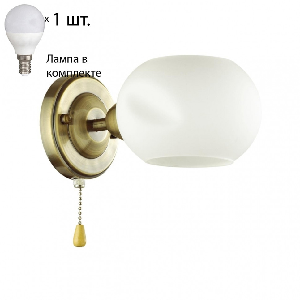 Бра с лампочкой Lumion Penelopa 4549/1W+Lamps E14 P45, цвет античная бронза 4549/1W+Lamps E14 P45 - фото 1
