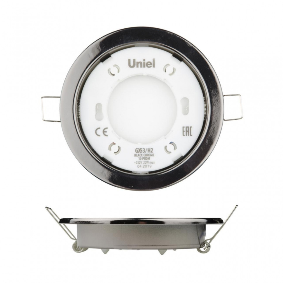 Встраиваемый ультратонкий светильник Uniel GX53/H2 BLACK CHROME 10 PROM (UL-00005055) отвертка пробник индикаторная uniel
