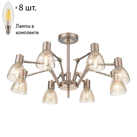 Люстра на штанге с лампочками Velante 246-403-08+Lamps E14 Свеча 