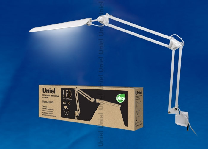 Настольная лампа на струбцине с диммером Uniel TLD-524 White/LED/500Lm/4500K/Dimmer (10610), цвет белый TLD-524 White/LED/500Lm/4500K/Dimmer - фото 1