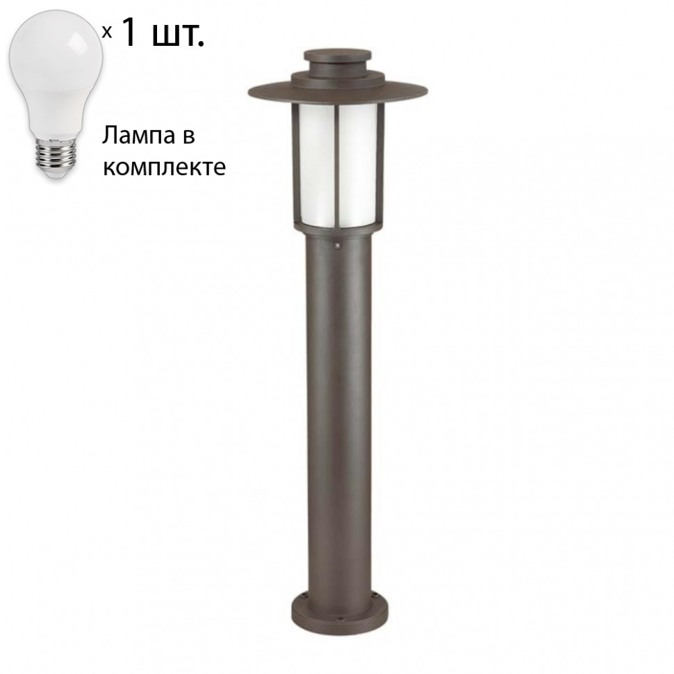 Уличный столб со светодиодной лампочкой E27, комплект от Lustrof. №105239-694164, цвет коричневый - фото 1