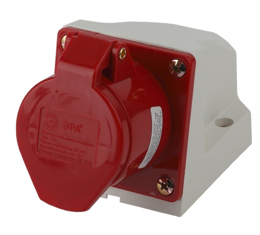 Розетка стационарная наружная 114 3Р+РЕ 16А 380В IP44 Эра 168105