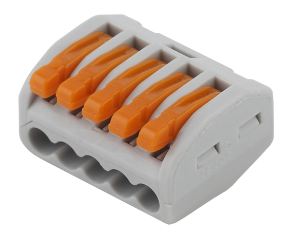 Эра NO-222-17  Строительно-монтажная клемма СМК, модель 415, с рычагом, 5 отверстий, 0.08-2.5мм2 (уп