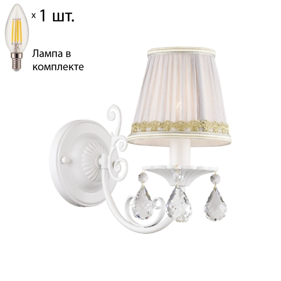 Бра с лампочкой Favourite Alla 1729-1W+Lamps E14 Свеча свеча классическая 7х10 см белая