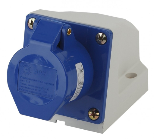Розетка стационарная наружная 113 2Р+РЕ 16А 220В IP44 Эра 168104