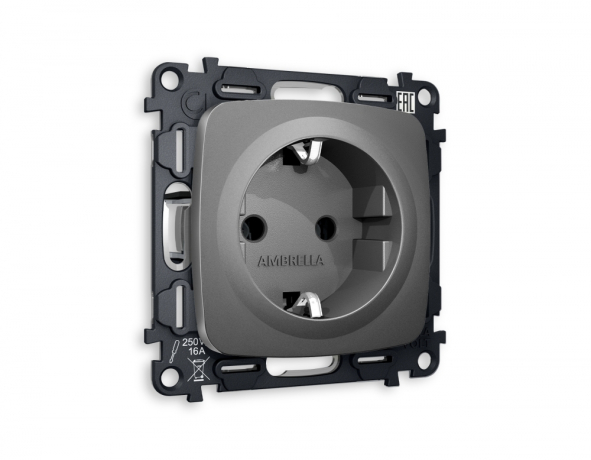 Розетка с заземлением, без рамки Ambrella Volt OMEGA MO656010