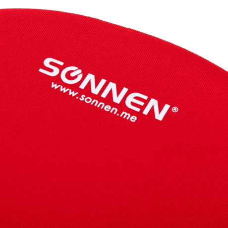 Коврик для мыши с подушкой под запястье SONNEN, полиуретан + лайкра, 250х220х20 мм, красный, 513301 (513301)