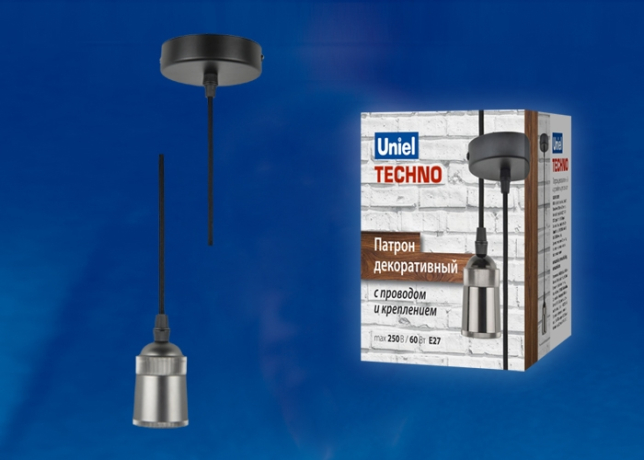 Патрон декоративный с проводом и креплением Uniel DLC-T-S31/E27 TS/1M/BL PEARL BLACK (UL-00005287) 