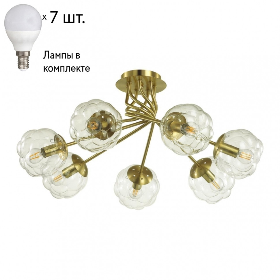 Люстра потолочная Lumion Breana  с лампочками 4556/7C+Lamps E14 P45, цвет золотой 4556/7C+Lamps E14 P45 - фото 1