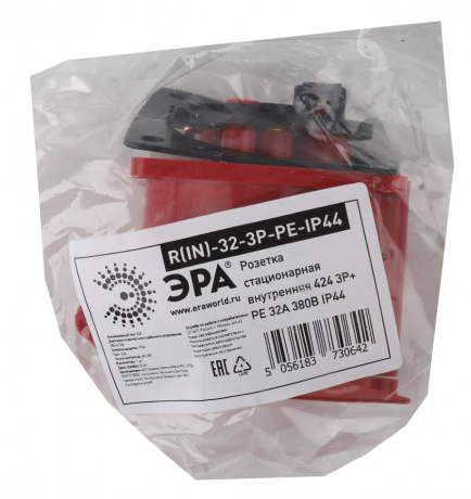 Розетка стационарная внутренняя 424 3Р+РЕ 32А 380В IP44 Эра 168102