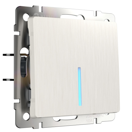 Выключатель одноклавишный проходной с подсветкой (перламутровый рифленый) Werkel 133878