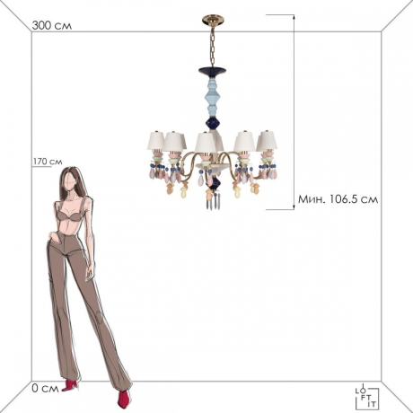 Подвесная люстра с плафонами из керамики Loft IT Grace 10203/10 Mult 