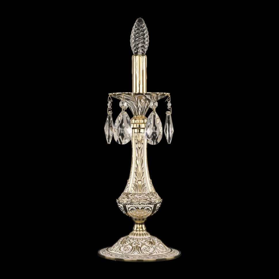 Настольная лампа Bohemia Ivele Crystal 72100L/1-37 GW, цвет белый с золотой патиной 72100L/1-37 GW - фото 1