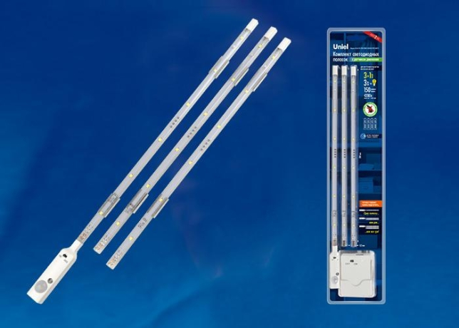 Мебельный светильник. Комплект светодиодных полосок с датчиком движения 10Lux. Питание 4ААА Uniel ULM-F42-3W/4200K SENSOR IP20 WHITE (UL-00002889) 