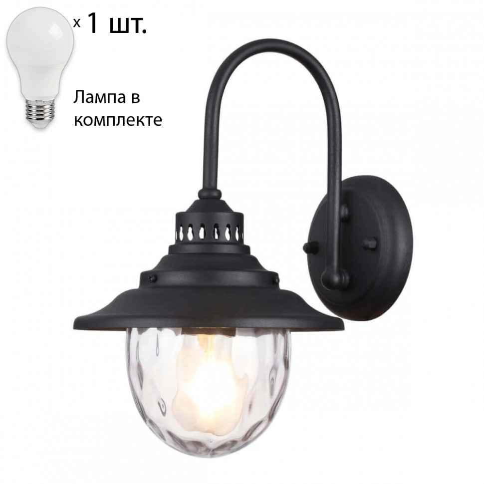 Уличный настенный светильник со светодиодной лампочкой E27, комплект от Lustrof. №258686-694168, цвет черный - фото 1
