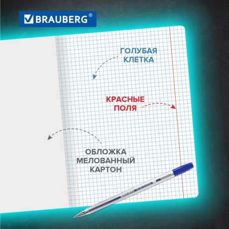 Нарушена упаковка! <605048> Тетради 12 л. КОМПЛЕКТ 10 шт. BRAUBERG КЛАССИКА, клетка, обложка картон, ЧЕРНАЯ, 106652 (106652)