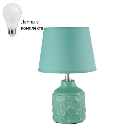 Настольная лампа с абажуром с лампочкой Arti Lampadari Gadoni E 4.1.T5 BL+Lamps 