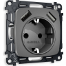Розетка с заземлением и 2хUSB type A, без рамки Ambrella Volt OMEGA MO659010 