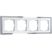 Рамка на 4 поста Werkel Baguette (белый/серебро) W0042850