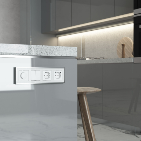 Рамка на 4 поста Werkel Baguette (белый/серебро) W0042850 