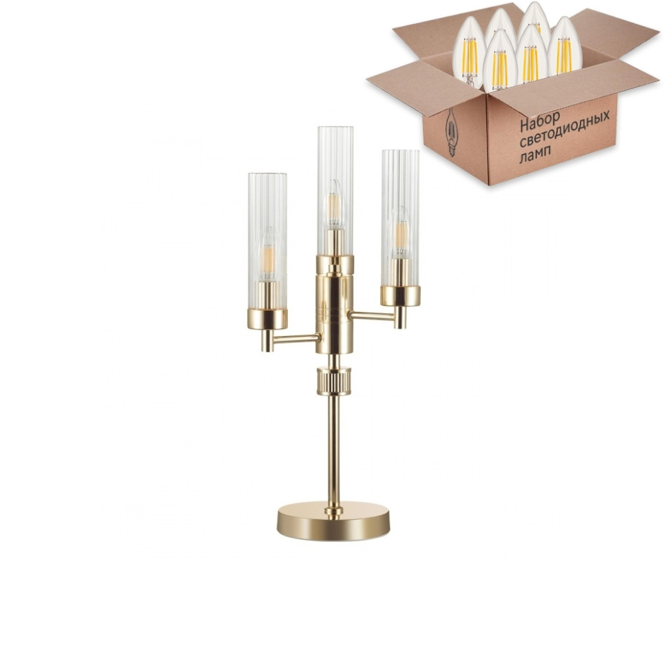 Настольная лампа с лампочками Lumion Kamilla 5274/3T+Lamps E14 Свеча, цвет золотой 5274/3T+Lamps E14 Свеча - фото 2