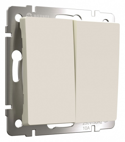 Выключатель проходной двухклавишный с самовозвратом без рамки Werkel айвори матовый W1122462 