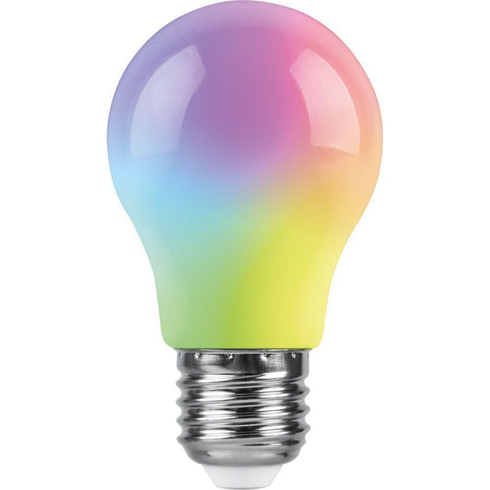 Светодиодная лампа E27, 3W, RGB, A50 для гирлянд белт-лайт CL25, CL50, Feron LB-375 (38118)