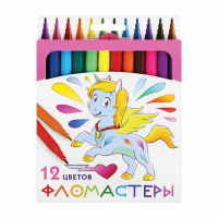 Нарушена упаковка!  <652615> Фломастеры ПИФАГОР "ЕДИНОРОГ", 12 цветов, вентилируемый колпачок, 152448 (152448)